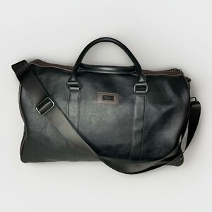 Ted Baker London Mens Black Canvas Leather Duffle Bag Weekender Travel Carry On